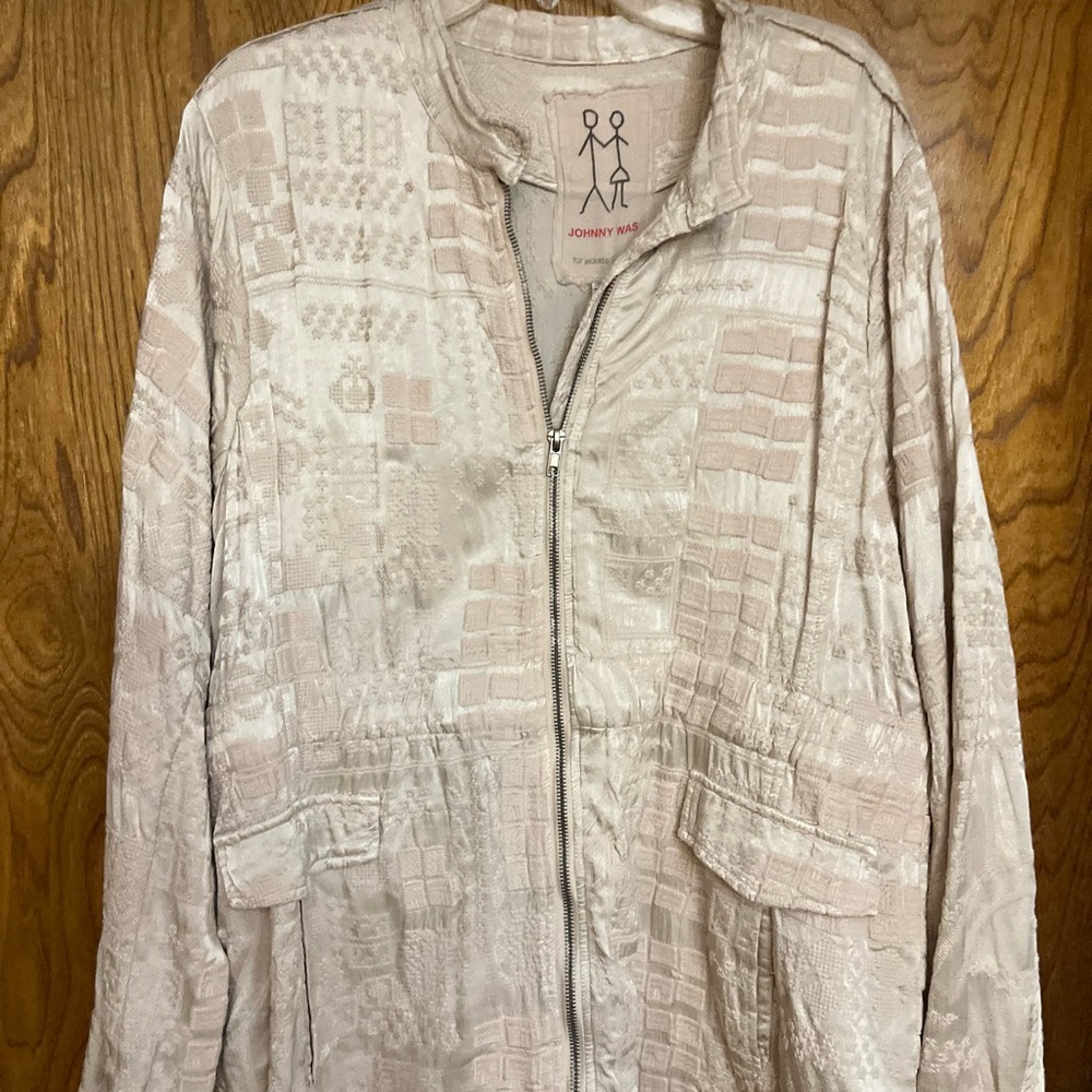 Johnny Was Women's Textured Cream Bomber Jacket